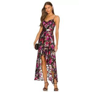 NWT Alice + Olivia Christina Silk Blend Floral Maxi Dress in Midnight Rose